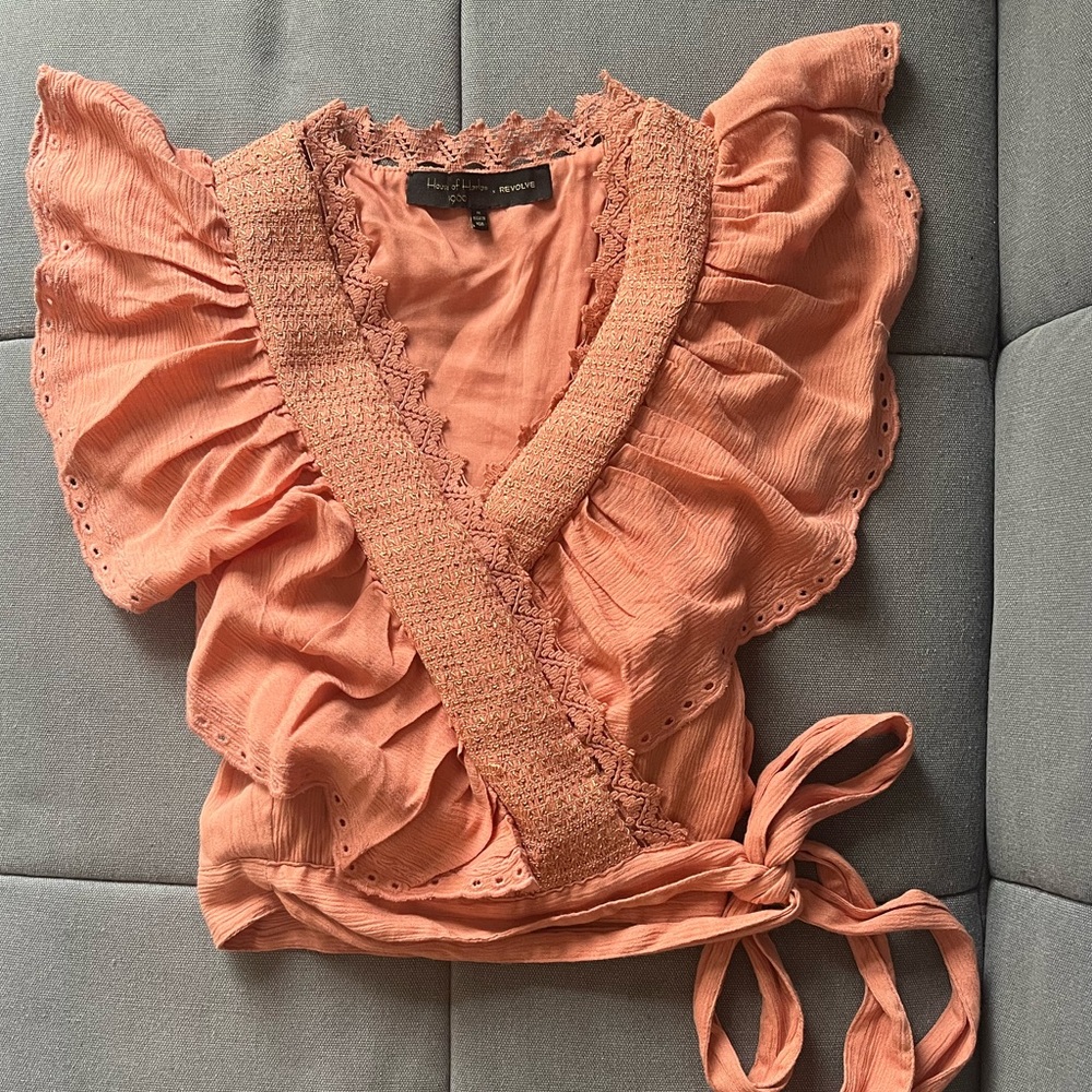 NWOT HOUSE OF HARLOW x REVOLVE rose wrap top blouse